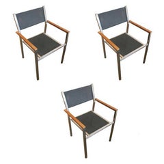 Aluminum and Teak "Ozon" Armchairs by Royal Botania, Set of 4