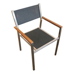 Aluminum and Teak "Ozon" Armchairs by Royal Botania, Set of 4