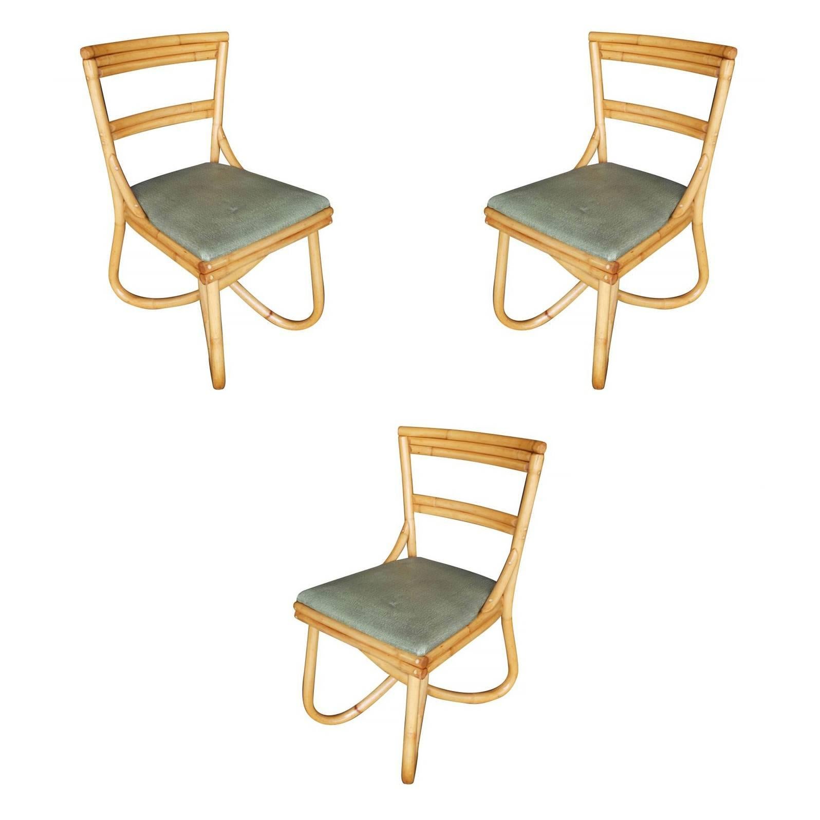 Mid-Century Modern Mid-Century Loop Leg Rattan Dining Side Chair, Set of Four