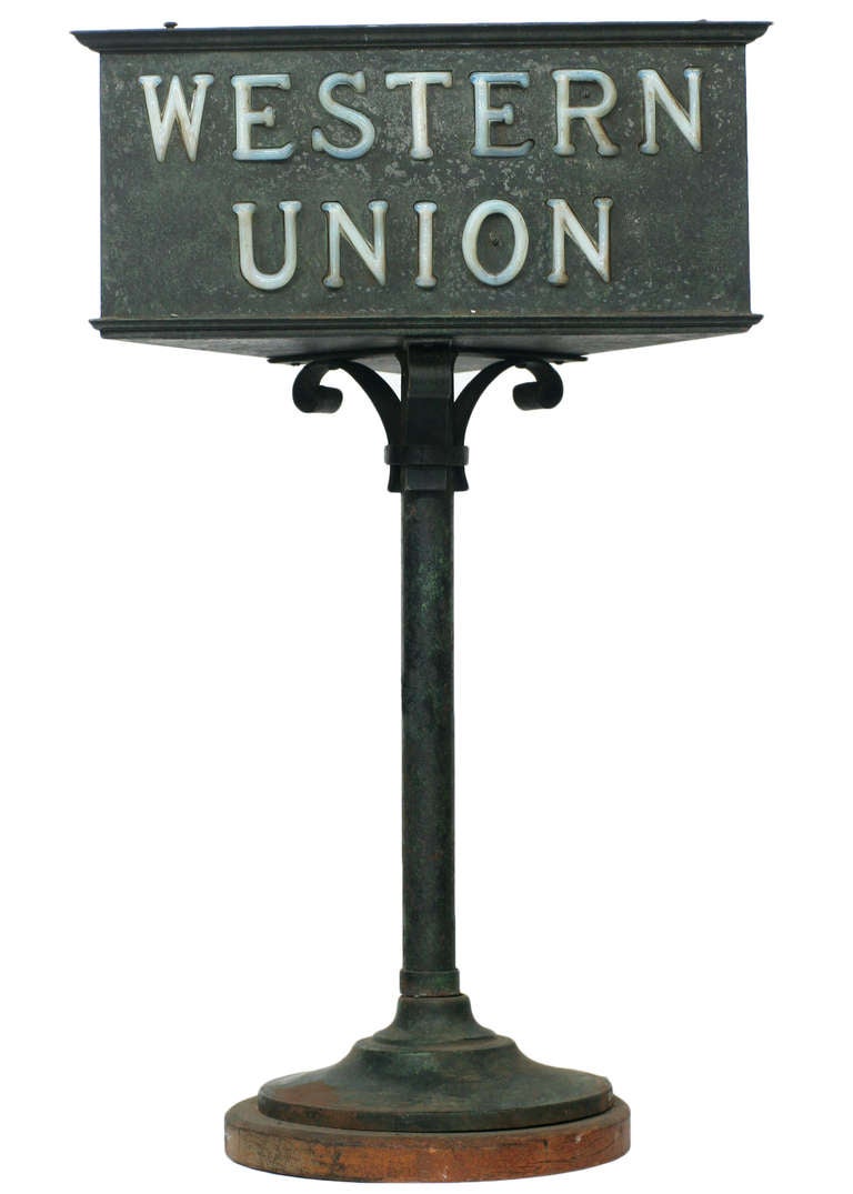This Museum quality lamp with an original aged patina finish reads 