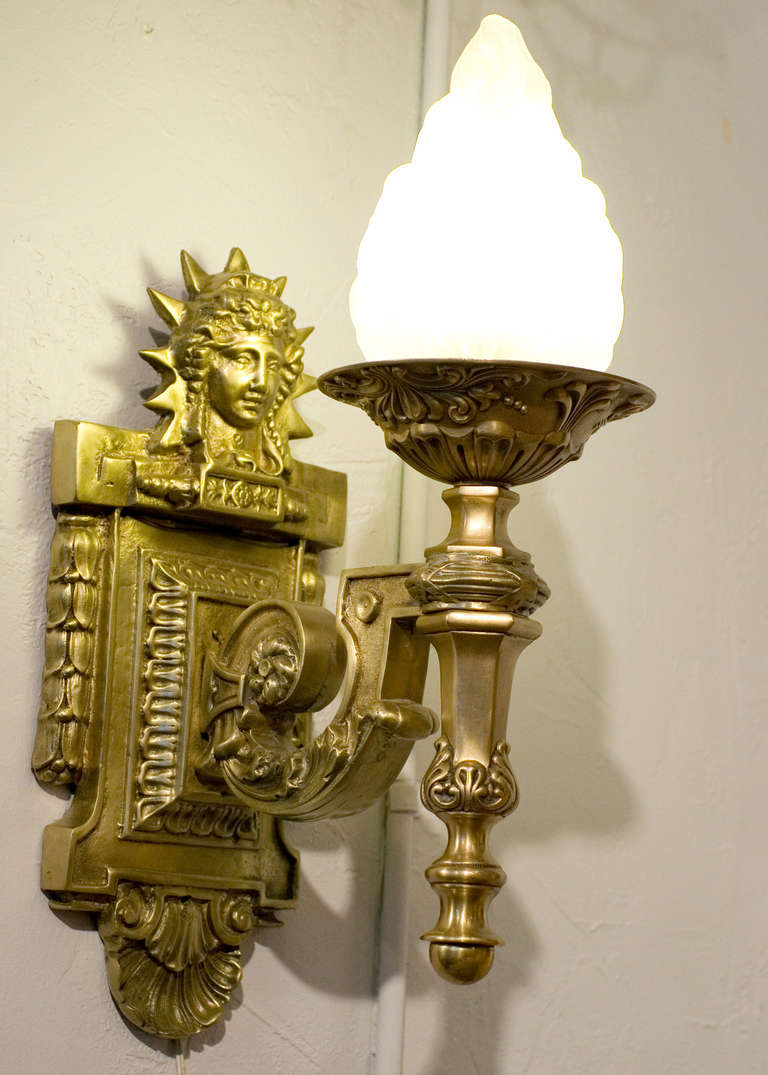 Iconic Art Deco inspired liberty sconce. The liberty sconce is very popular in commercial and residential use. This fixture has been used more than any light in more than 30 feature films and commercials.
 