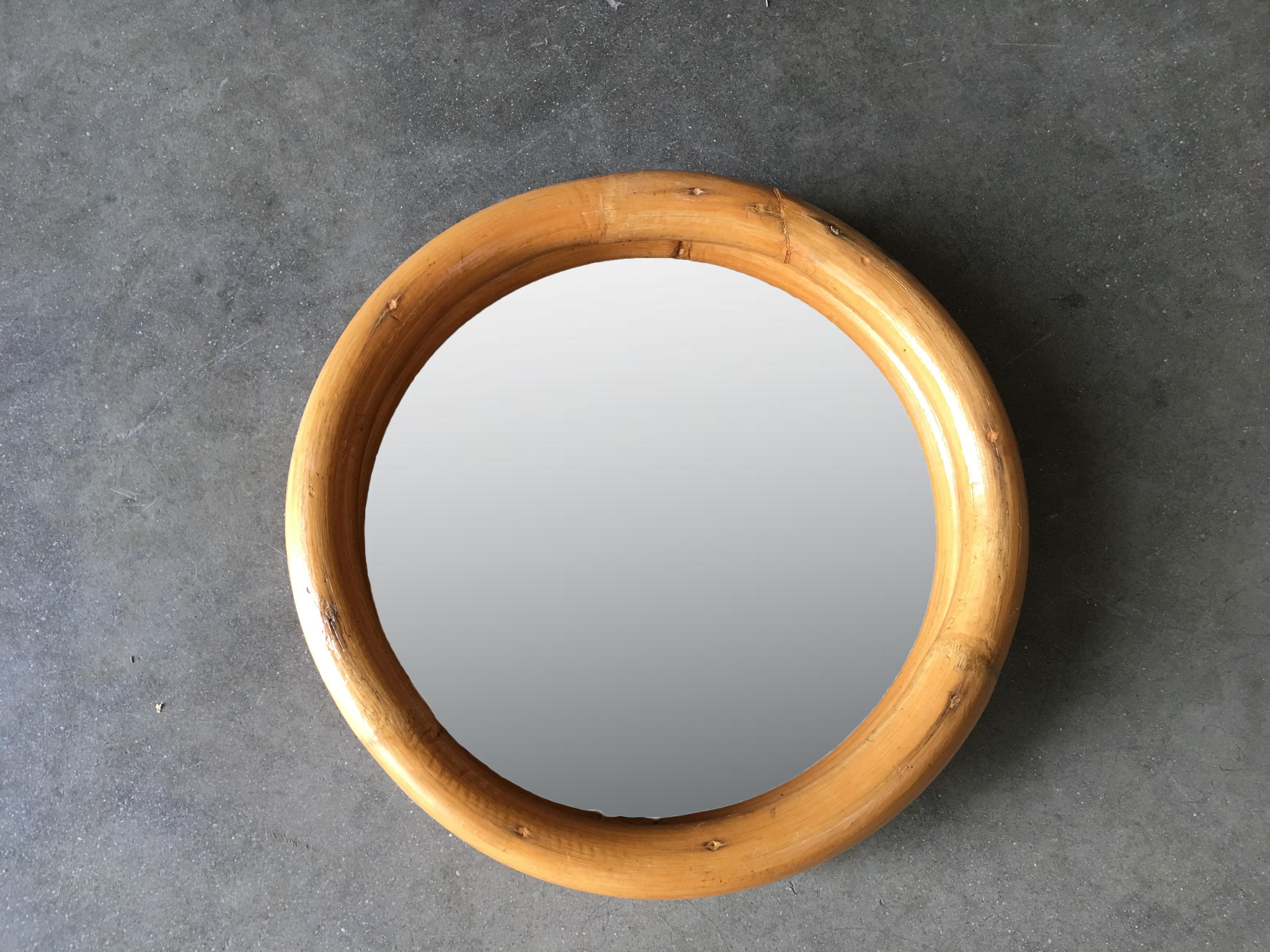 1950s Two Strand Round Small 14 Decorative Rattan Mirror At 1stdibs