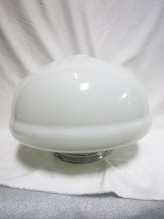 Large Schoolhouse Banded Oval Shape Ceiling Glass Globe Pendant