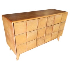 Vintage Heywood-Wakefield "Kohinoor" Sculpted Extra-Wide 6-Drawer Dresser