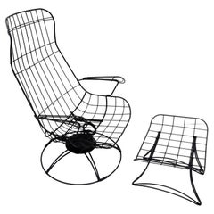 Retro Homecrest Riviera Siesta Swivel Rocker Lounge Chair with Ottoman