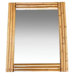 Midcentury Three-Strand Rectangle Rattan Mirror