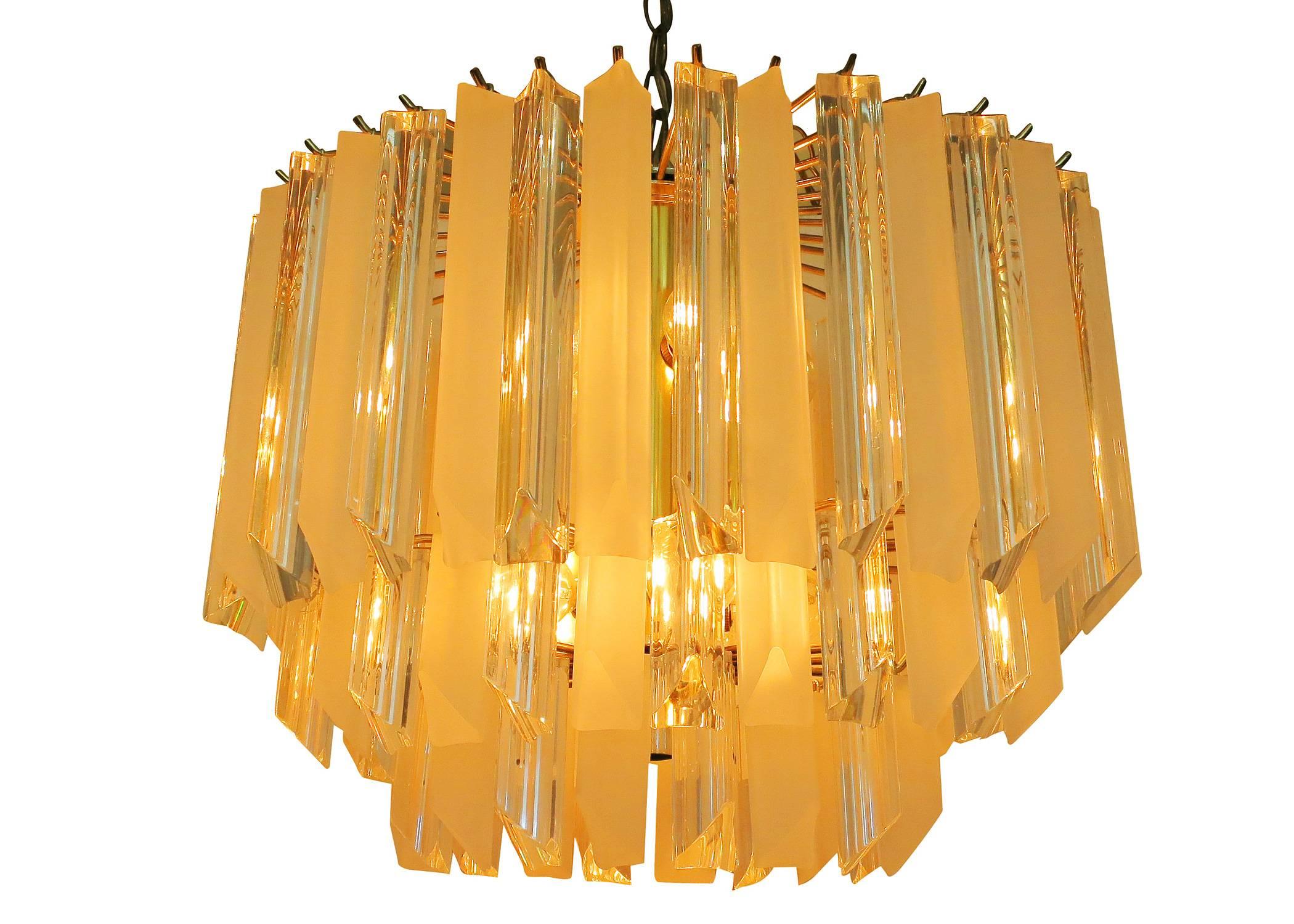 Italian Tiered Lucite Prism Chandelier 1