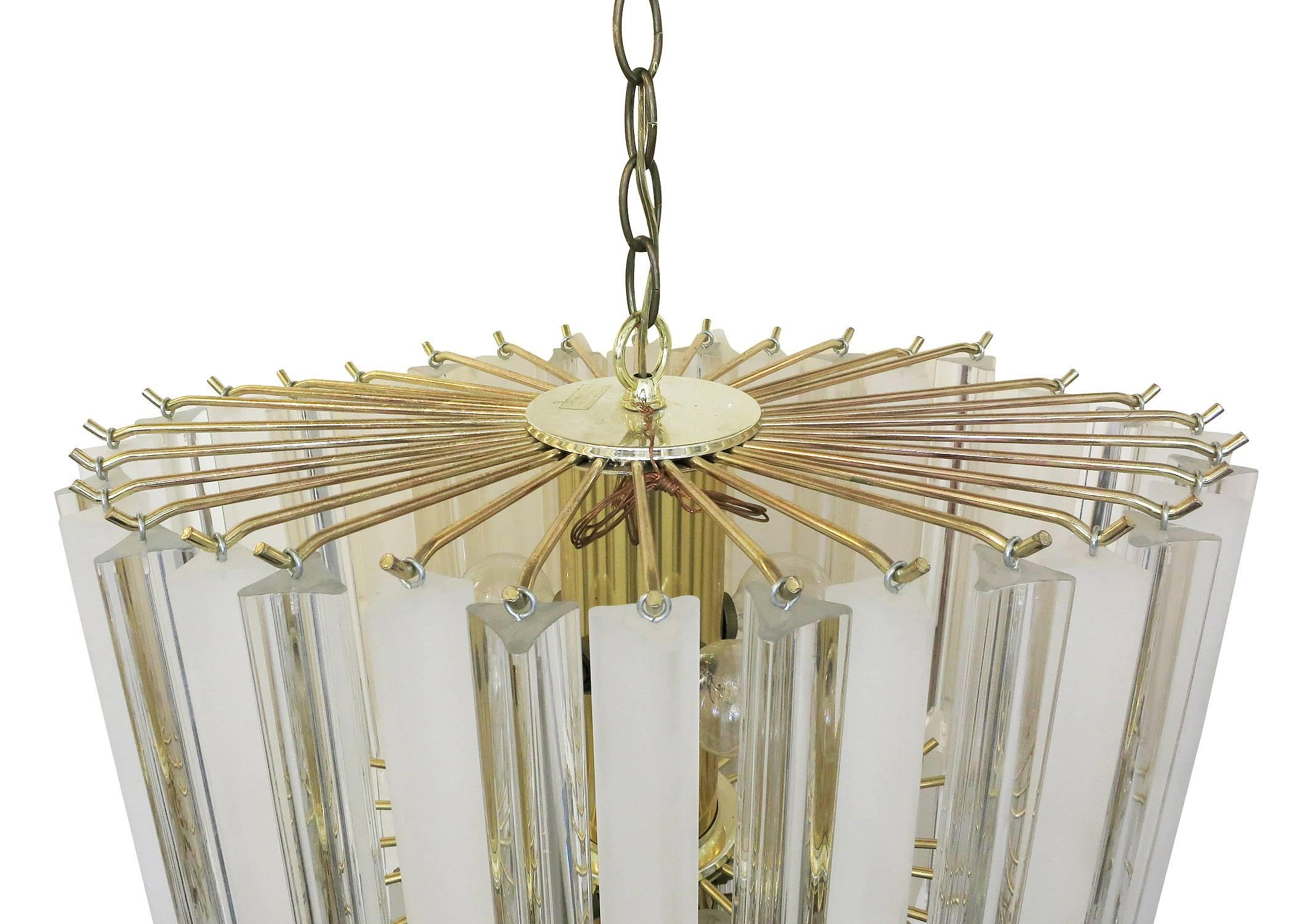 Italian Tiered Lucite Prism Chandelier In Excellent Condition In Van Nuys, CA
