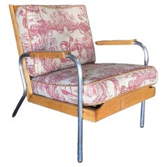 Blonder Loungesessel im Francois Caruelle-Stil aus der Mitte des Jahrhunderts