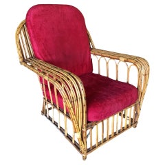 Used Restored Stick Reed Rattan "President's" Lounge Club Chair