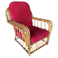 Restored Stick Reed Rattan "President's" Lounge Club Chair