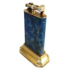 Vintage Brass Table Lighter with Enamel Surface by Dunhill 