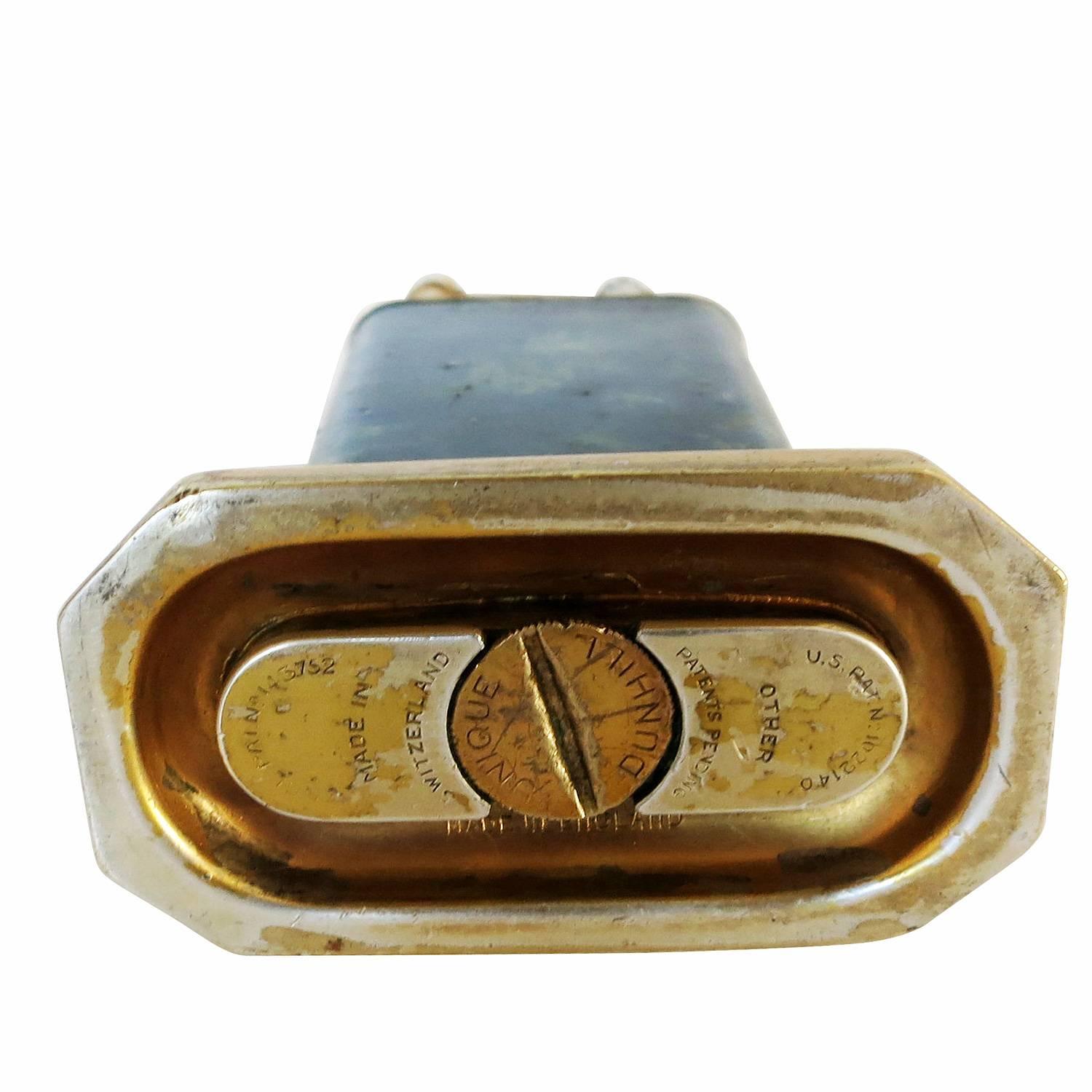 Brass Table Lighter with Enamel Surface by Dunhill  2