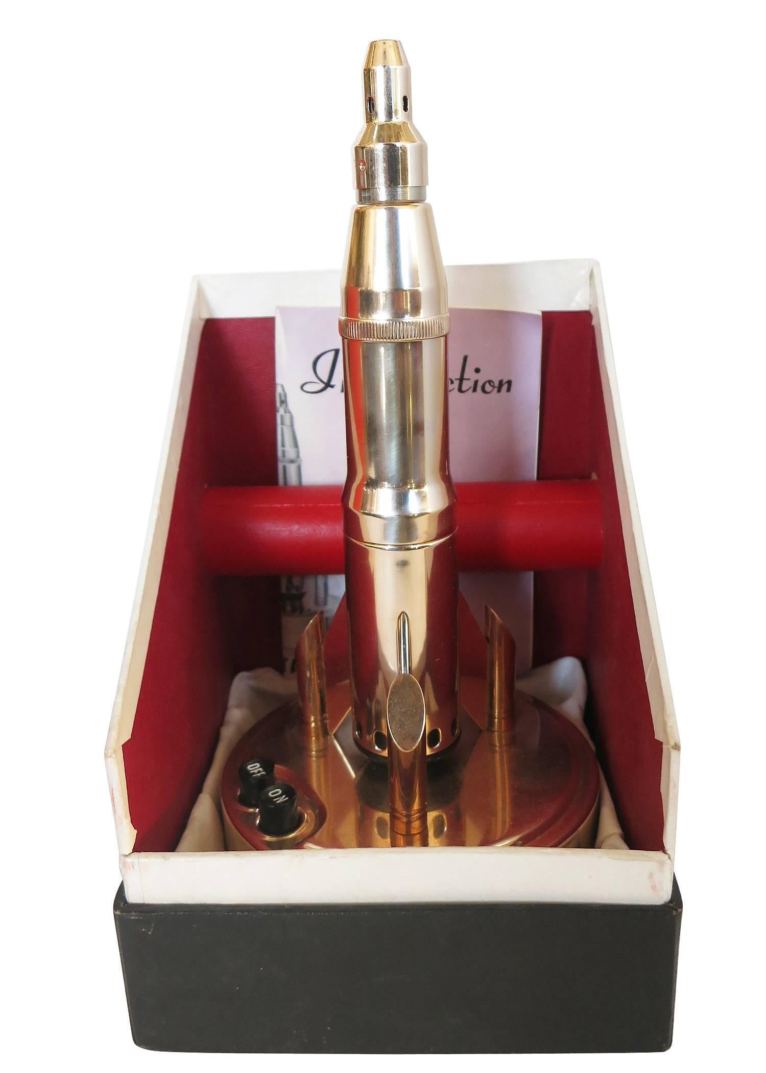 Mid-Century Modern Midcentury Brass Bronica Rocket Ship Butane Table Lighter
