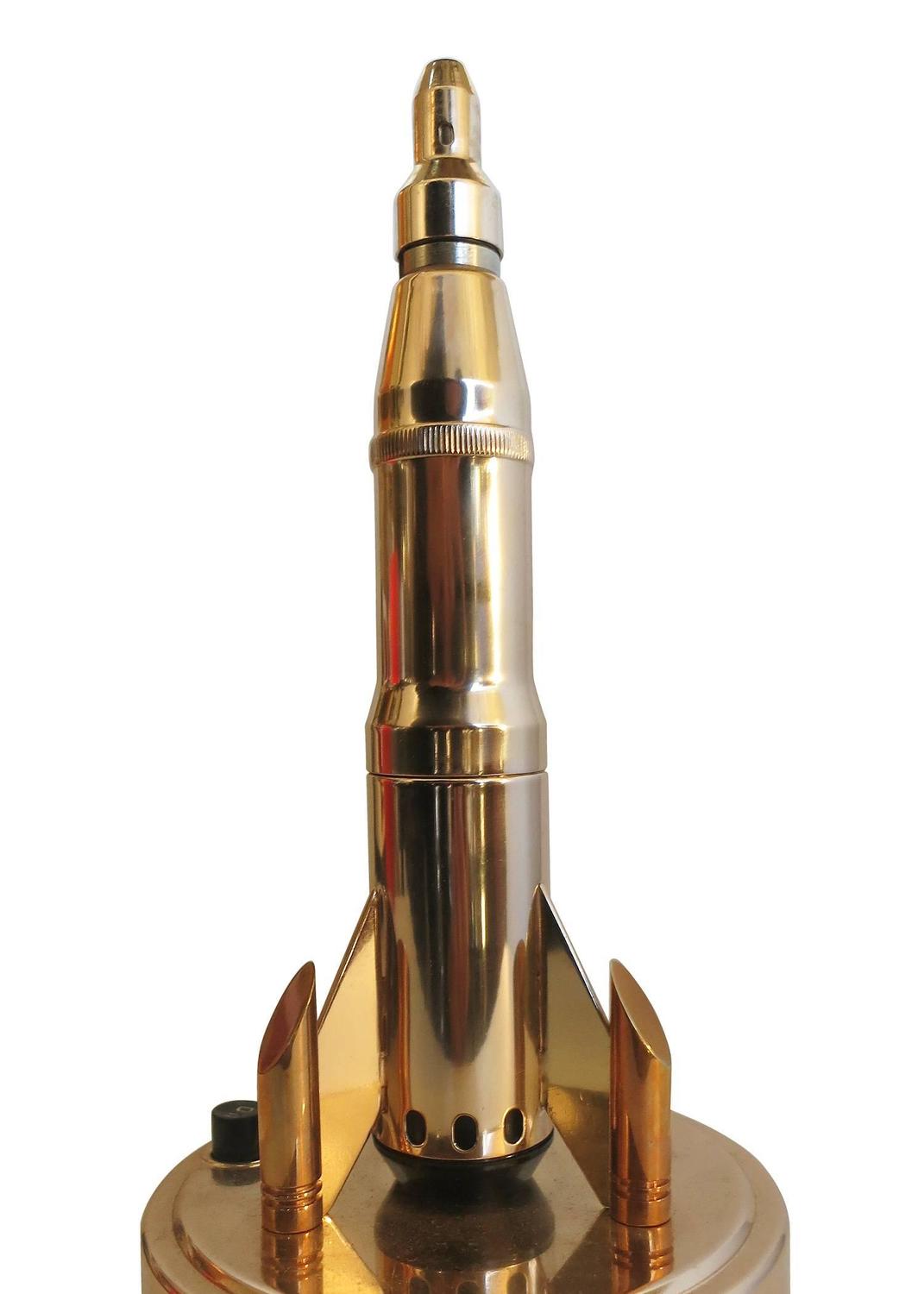Midcentury Brass Bronica Rocket Ship Butane Table Lighter For Sale at