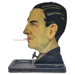 Antique Dick Tracy "Mans Head" Mechanical Tin Cigarette Dispenser by Kellerman 1933