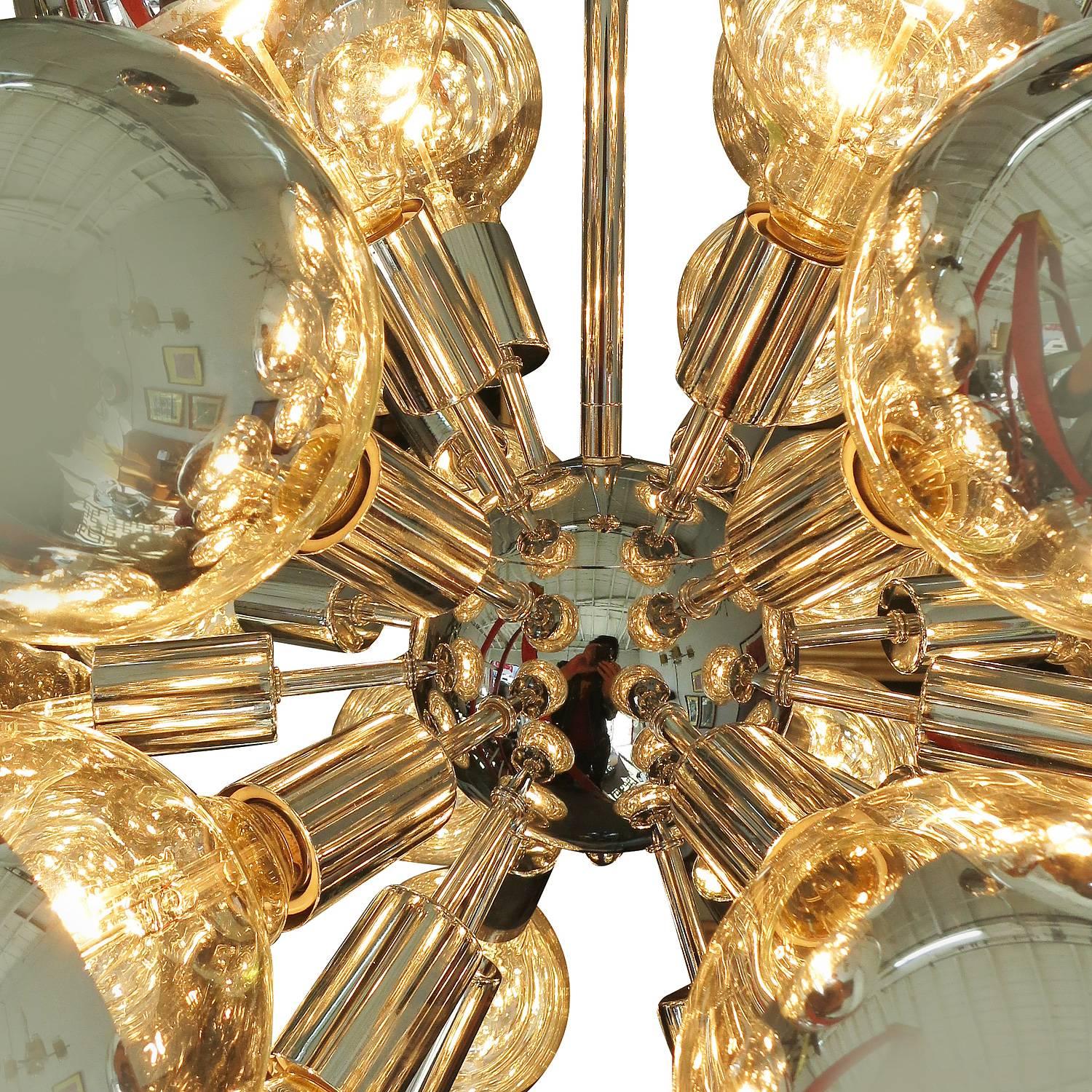 Oversized Chrome Sputnik Chandelier with Mercury Bulbs 4