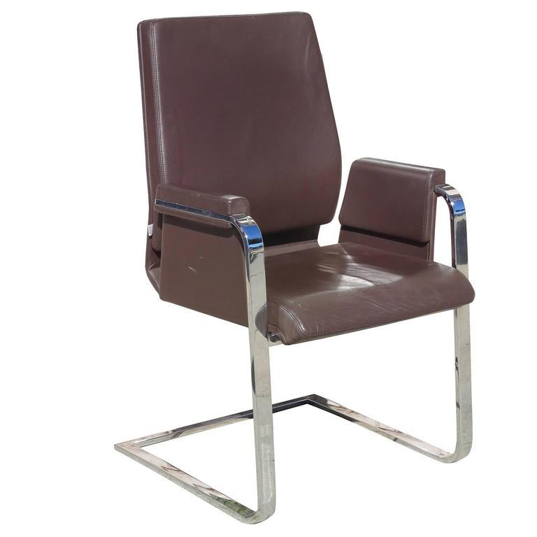 Modern Spring Chair Interstuhl Modern Chrome and Leather Spring Chair, Pair at 1stDibs