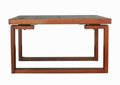 Table basse à dessus en tuile avec base en teck par Ox-Art