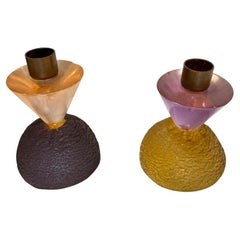 Vintage Art Deco Resin Candlestick Holders