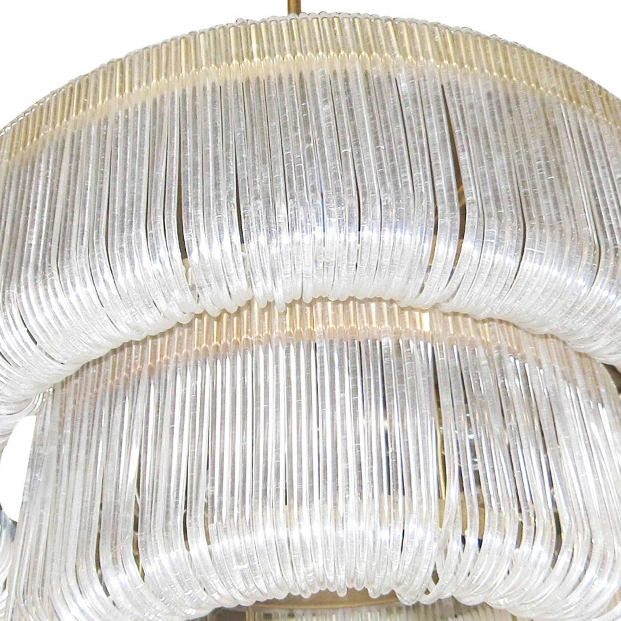 American Grand Sculptural Shaped Lucite Ribbon Chandelier