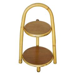 Restored Rattan Two-Tier Side Table Drink Stand 7