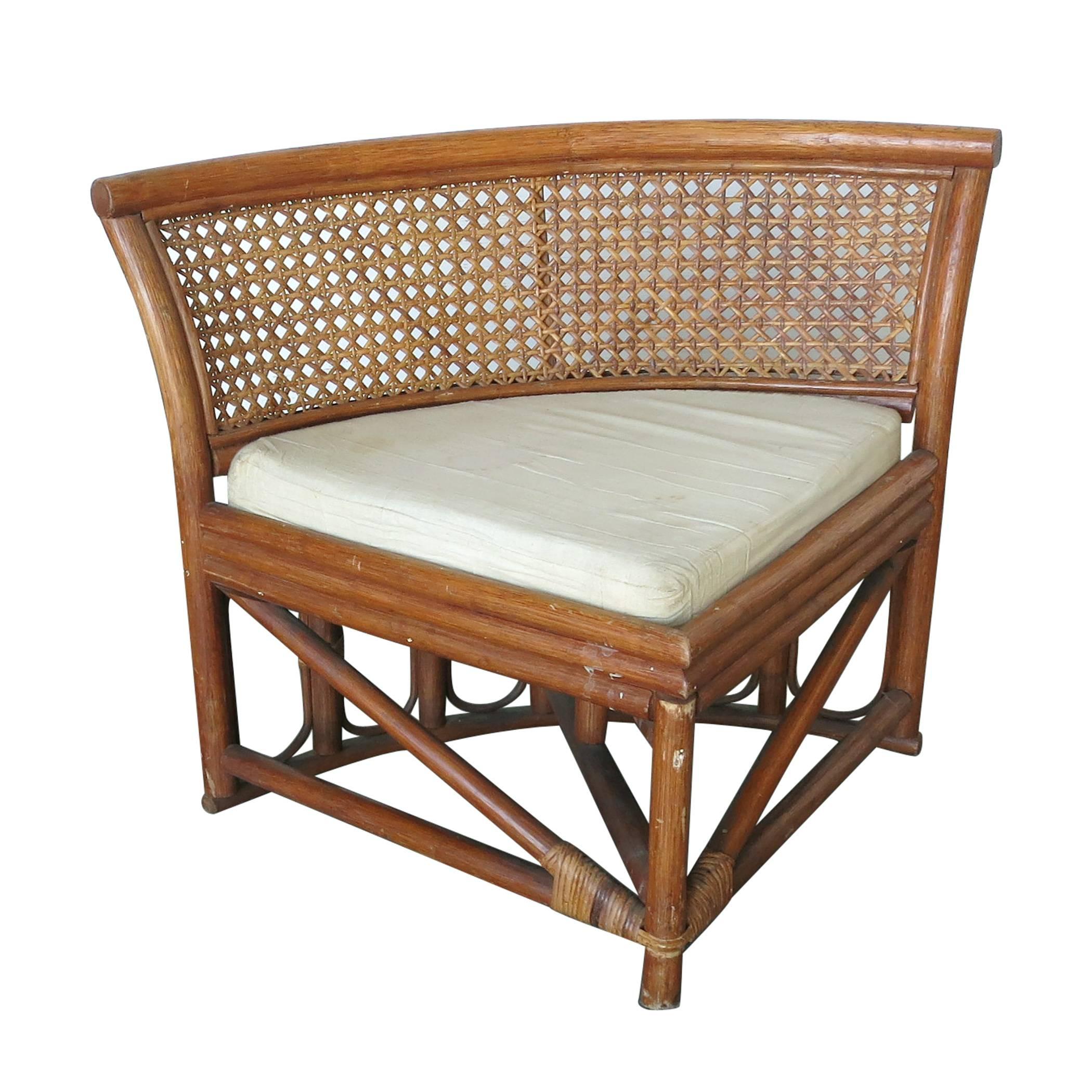 Late 20th Century Rattan and Wicker Dining/Coffee Table with Hidden Chairs