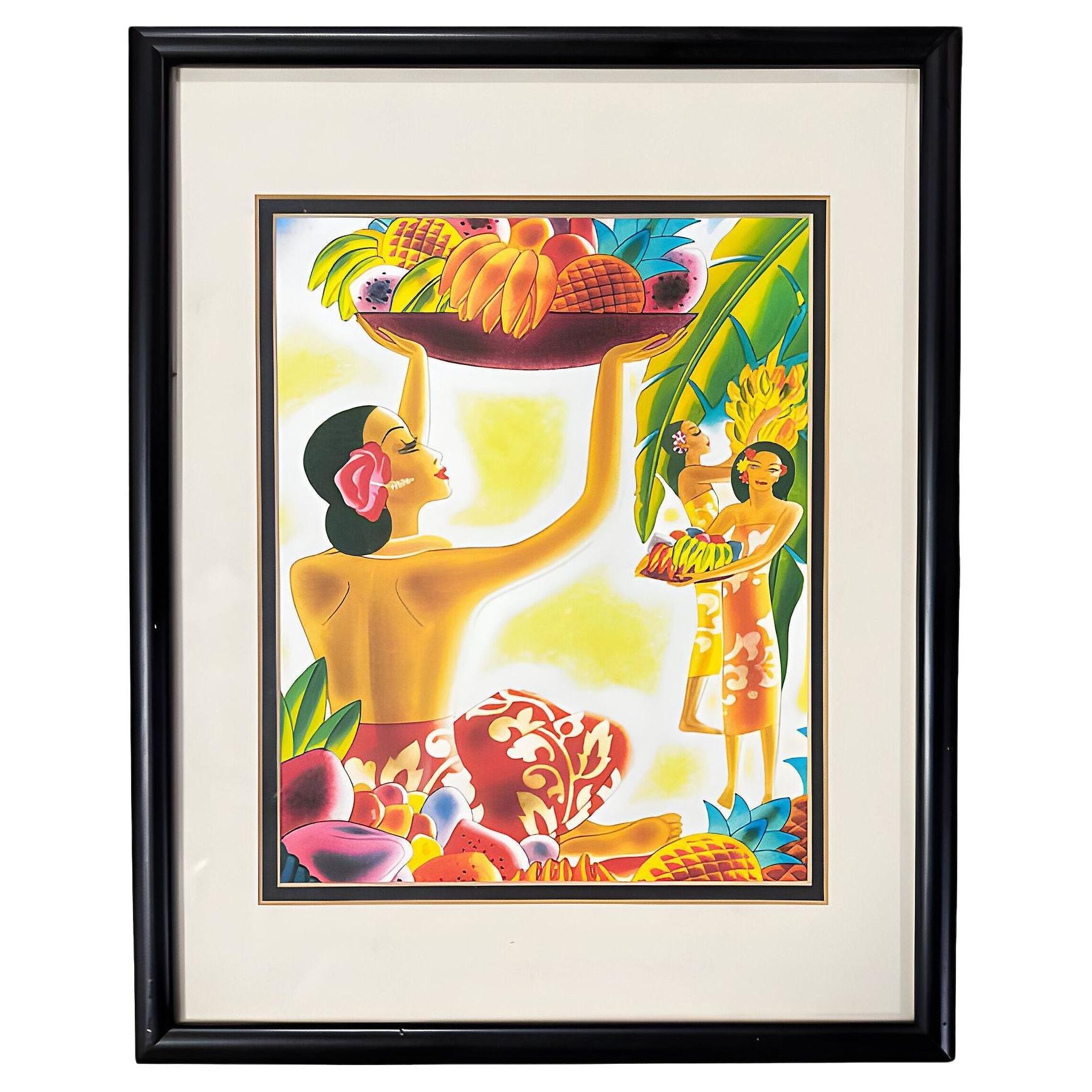 1938 Art Deco Frank Macintosh "Fruit Harvest" Menu Cover Framed For Sale