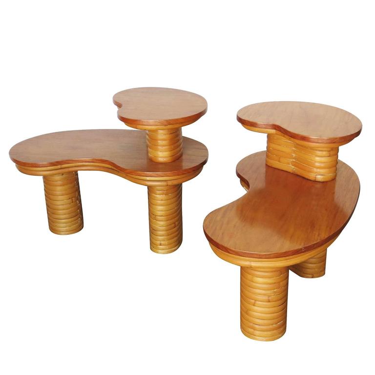 Rare Restored Mid Century Rattan and Mahogany Living Room Set at 1stdibs