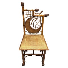 Antique Victorian Aesthetic Movement Half Moon Bamboo Side Chair
