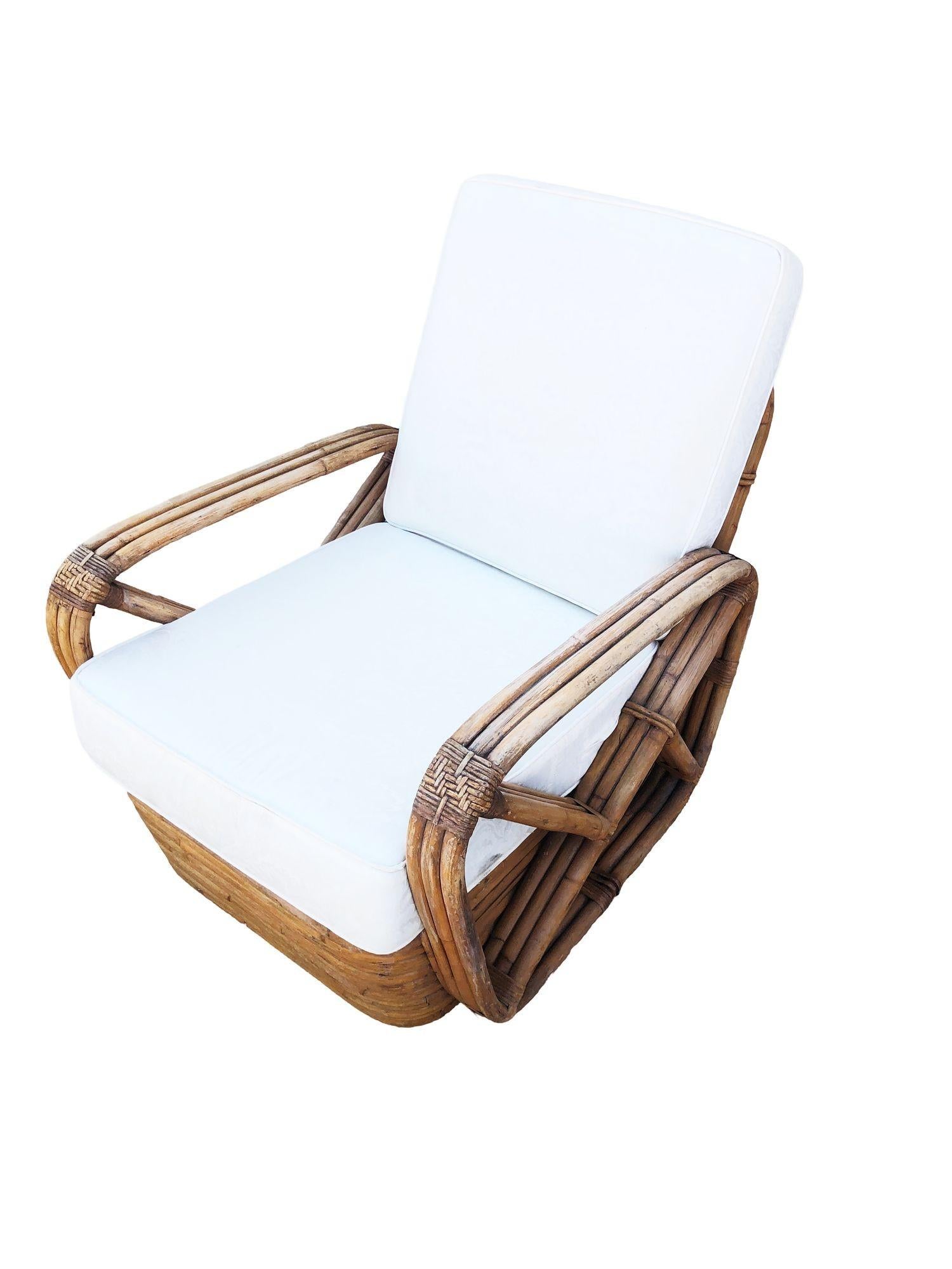 Paul Frankl 3-Strand Square Pretzel Round-Back Lounge Chair (non restaurata) In condizioni buone in vendita a Van Nuys, CA