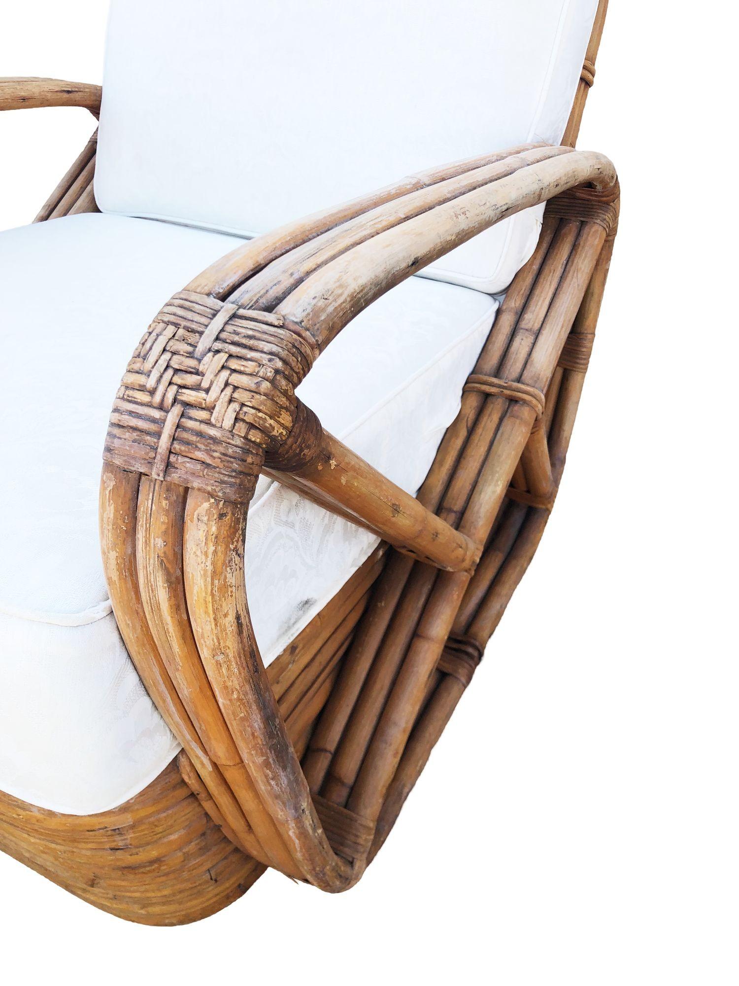 Paul Frankl 3-Strand Square Pretzel Round-Back Lounge Chair (non restaurata) in vendita 3
