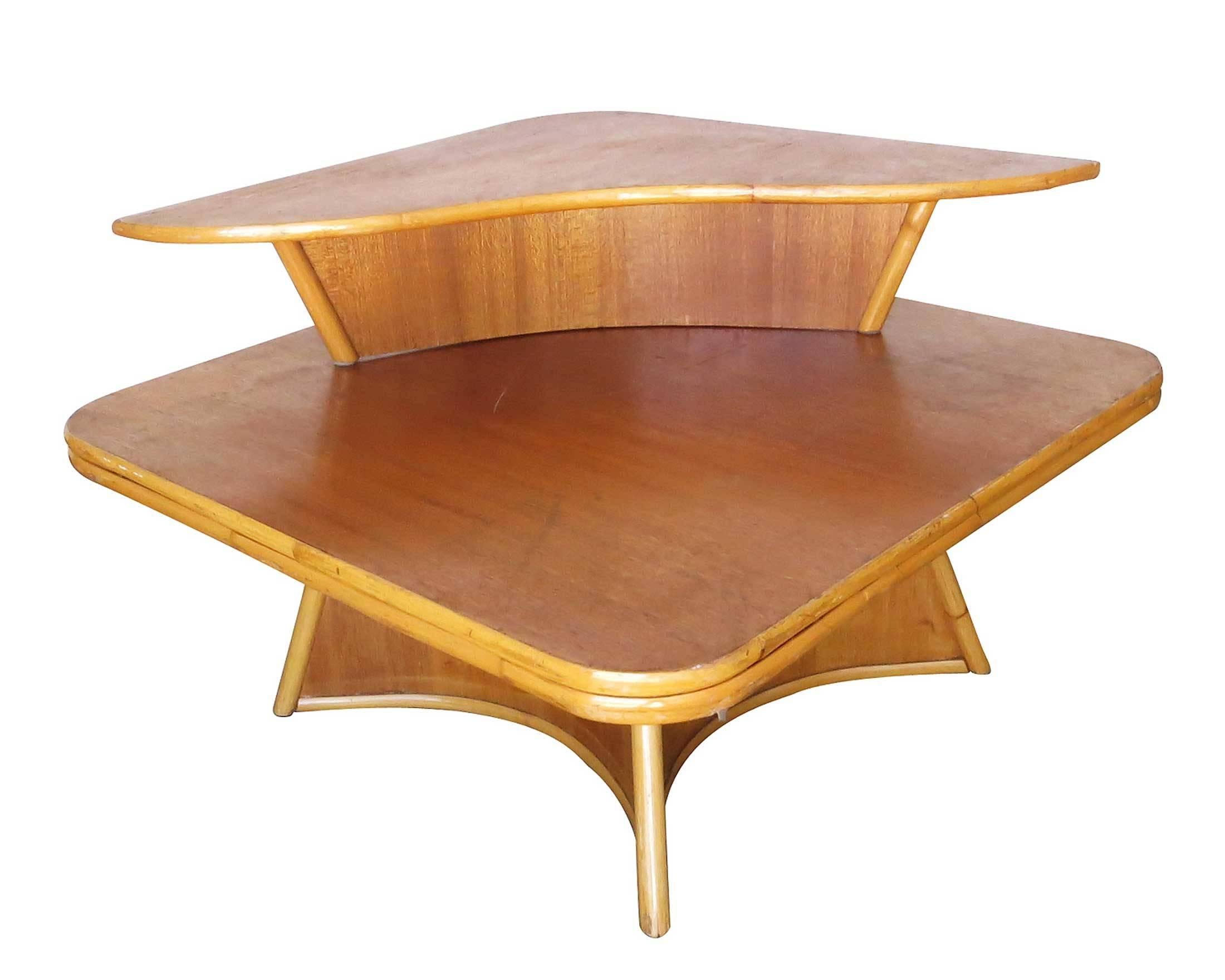 Restauriertes Rattan-Tischset für Wohnzimmer, entworfen von Herbert und Shirley Ritts 2
