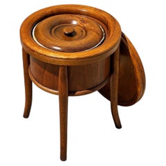 Late Victorian Hand Sculpted Walnut Commode Chamber Pot w/ Lid by Thonet