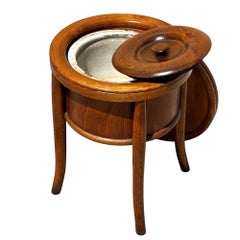 Late Victorian Hand Sculpted Walnut Commode Chamber Pot w/ Lid by Thonet