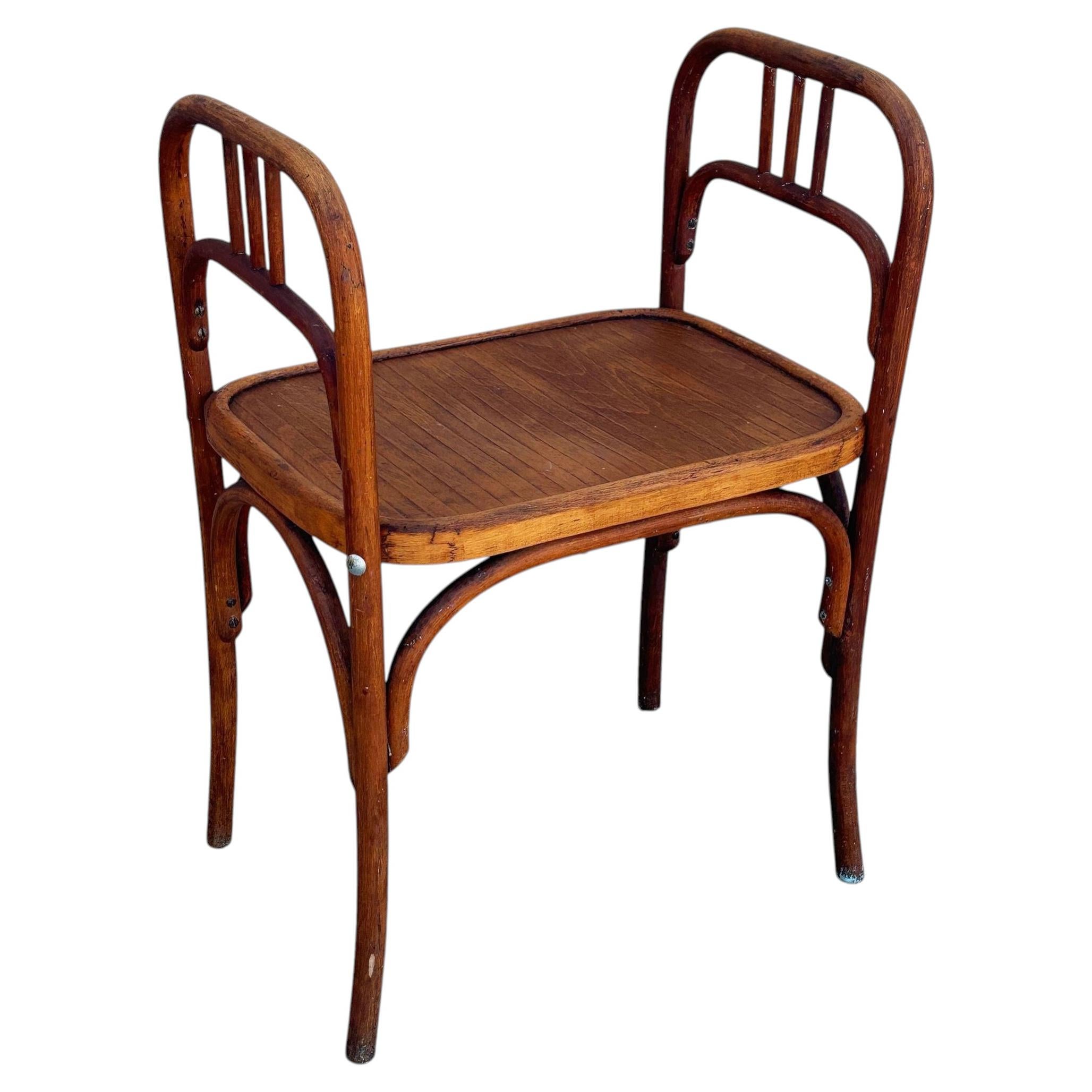 Vienna Secession Bent Oak Bench w/ Side Arms by Fischel Söhne For Sale