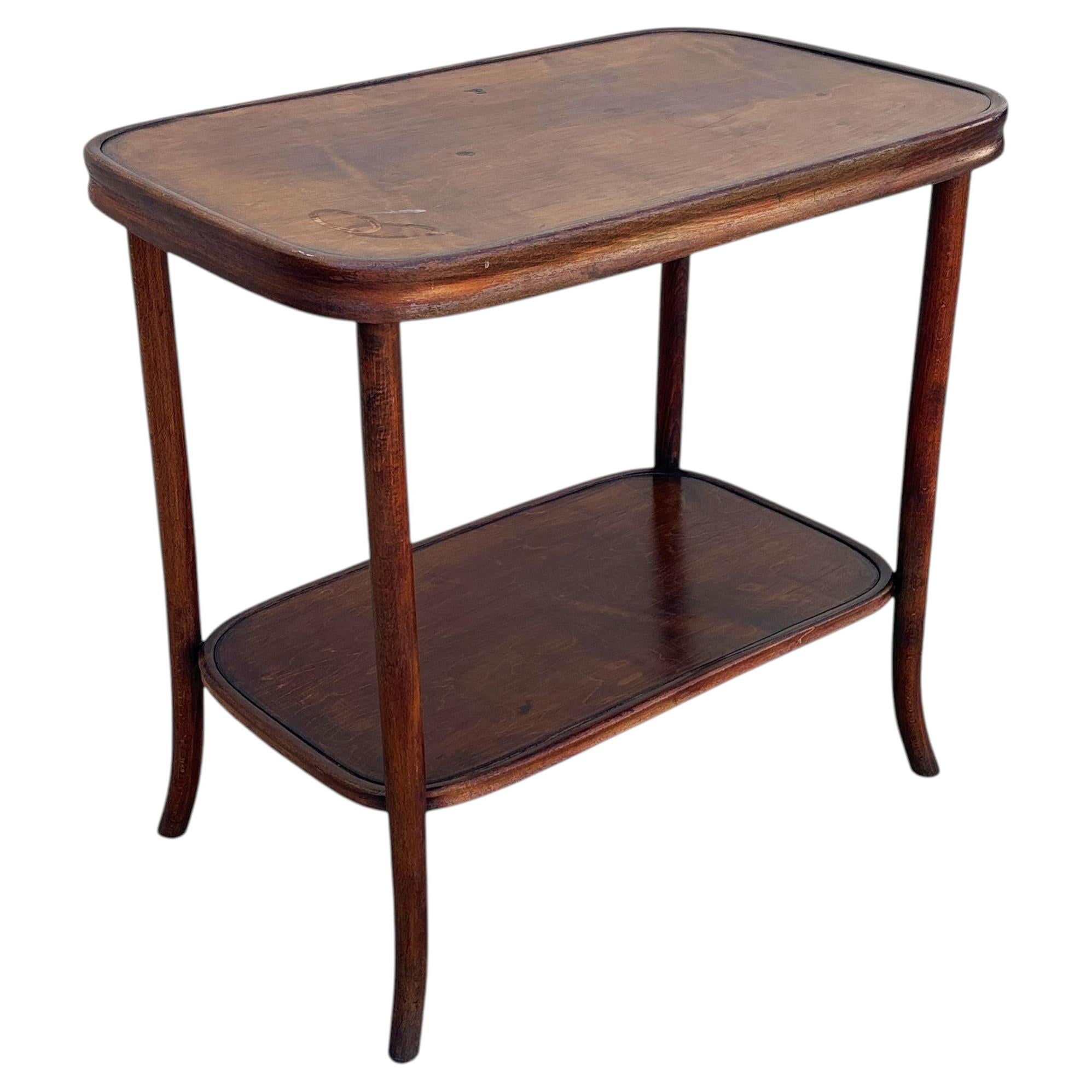 Rare Art Nouveau Bent Oak Side Table by Mundus Thonet