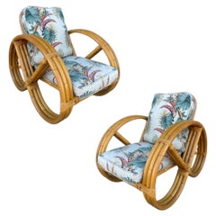 Paire de fauteuils « Pretzel » MCM restaurés, à trois brins, de forme arrondie, avec piètement en arc