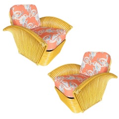 Restored Rattan "Golden Girls" Sofa & Lounge Chair Livingroom Set