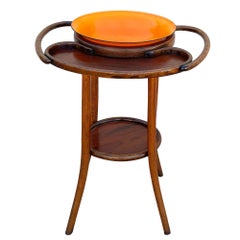 Late Victorian Bent Oak Wash Shaving Stand w/ Bowl by Thonet