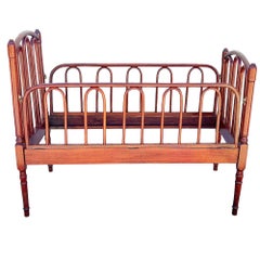 Early Modernist Art Deco Bent Oak no. 06 Child's Bed w/ Side Rails by Thonet