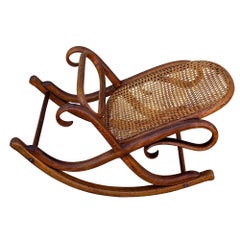 Vienna Secession Bent Oak & Cane Rocking Foot w/ Bolt Stool by Thonet No.7001