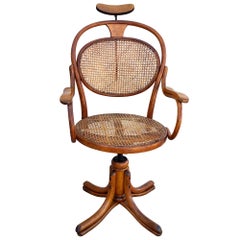 Rare Late Victorian Bespoke Bent Oak Barbers Chair with Cane Seat, Germany