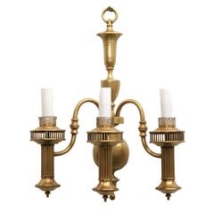 American Colonial Brass Electric Converted Oil Lamp Wall Sconce