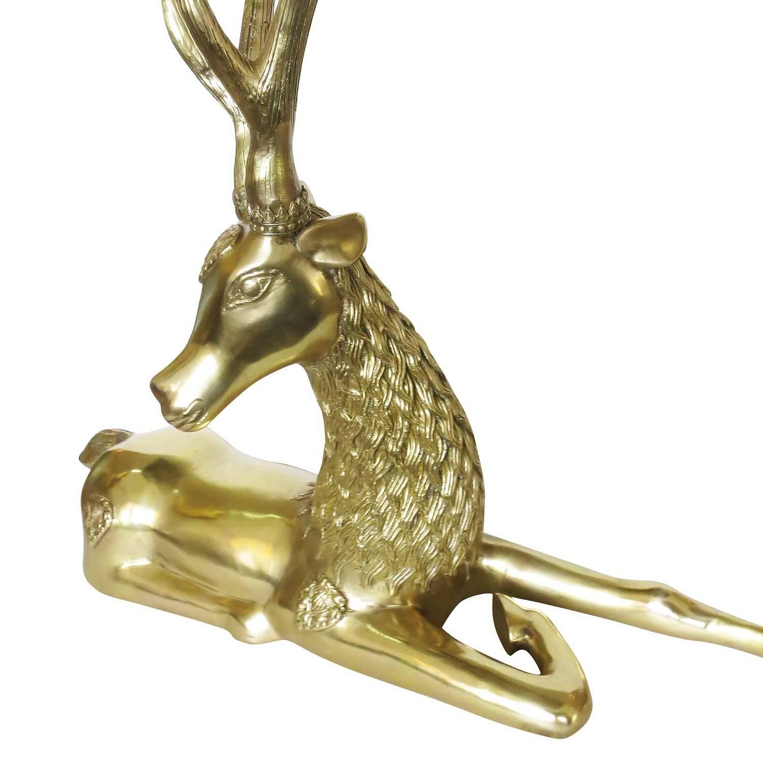 Post-Modern 1970s Brass Deer with Fanciful Decorative accents by Sarreid Ltd.