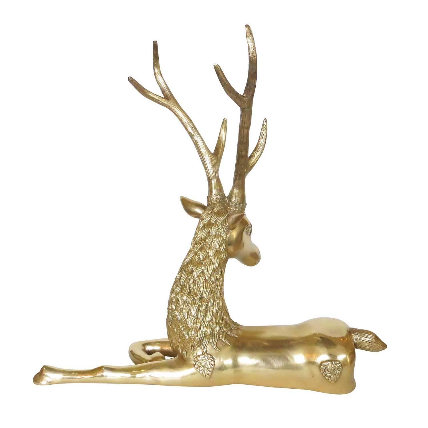 American 1970s Brass Deer with Fanciful Decorative accents by Sarreid Ltd.