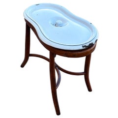 French Style Bentwood Oak Bidet Stand w/ Bowl & Lid Attributed to Thonet
