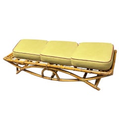 Restored Rattan Three-Seater "Eye" Bench by Paul T Frankl
