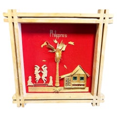 Hand Carved "Philippines" Hand Carved Bahay Kubo Wooden Art Shadow Box