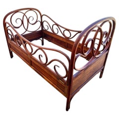 Rare Art Nouvea Bent Oak Scrolling Child's Bed Frame by Jacob & Josef Kohn